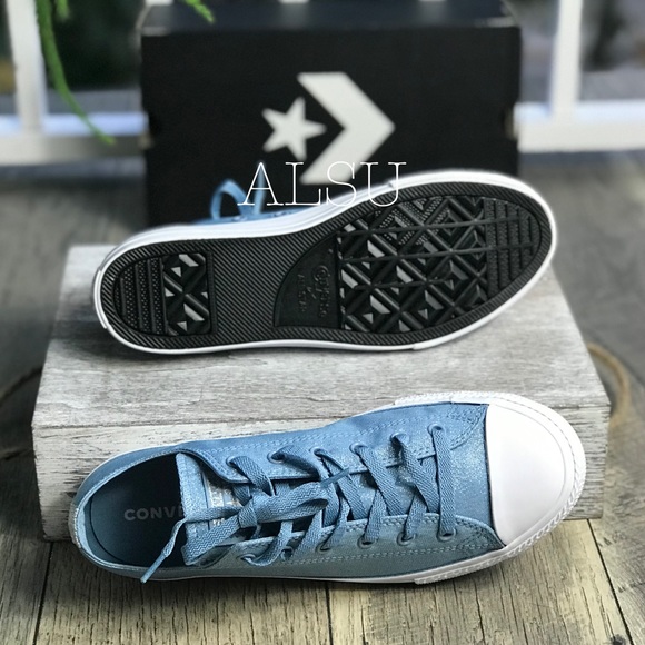 Converse Ctas OX Washed Denim Blue Silver W AUTHEN - Picture 3 of 8